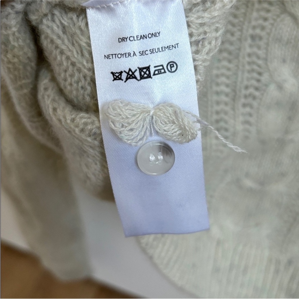 :Price Firm: Anthropologie Crop Cable Cashmere Cardigan Hoodie in Light Gray - Picture 8 of 9